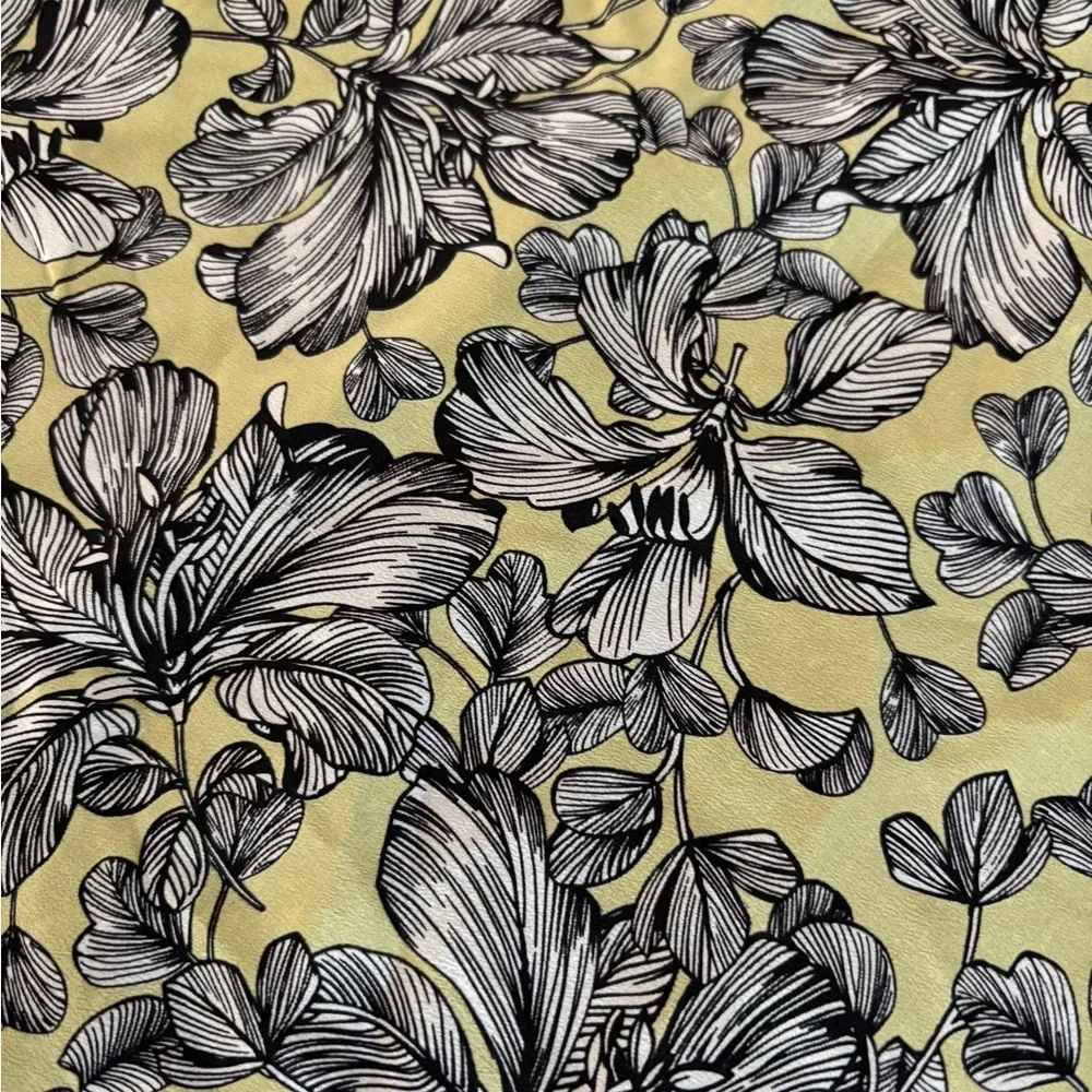 100% Silk J. Jill Infinity Scarf Reversible Olive Green & Black Floral SKU 4